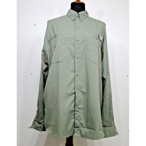 Columbia PFG Bahama II Shirt Mens LG Green Omni-Shade Vented Fishing Long Sleeve